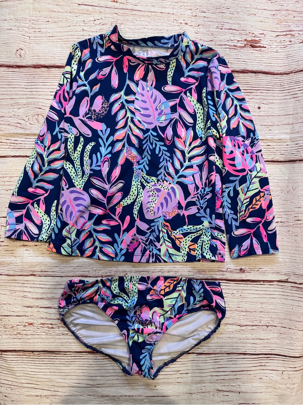 Lilly Pulitzer Bobby Rashguard Set in Oyster Bay Navy You've Been Spotted Sz 12 - Picture 2 of 8